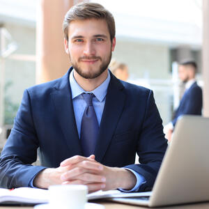 Male student with laptop
